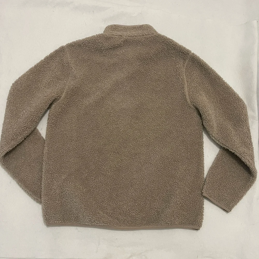 Vineyard Vines Nantucket Sherpa Fleece 1/4 Zip Sweater Men Khaki Pullover -Small